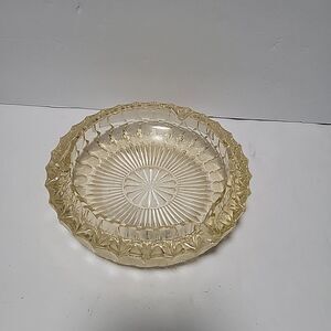 Vintage Ashtray. Rare Yellow And Clear Glass Great Condition Smoking Smoker